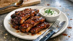 Sticky Oven BBQ Ribs with Cola Braise – tender, glossy and crisp at the edges