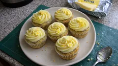 Light lemon & poppy seed cupcakes with smooth lemon buttercream