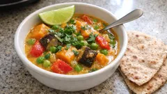Slow Cooker Vegetable Curry with Coconut and Lime (easy, hands-off dinner)