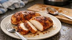 Juicy air fryer chicken breasts with garlic, paprika and mixed herbs