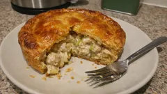 Next-level chicken, leek and mustard pie – crisp pastry, one-pan filling, make-ahead