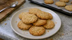 Quick golden oat biscuits with golden syrup — perfect with a cuppa