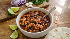 Pulled Chicken & Black Bean Chilli – a smoky chipotle one-pot for easy weeknights