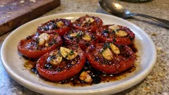 Slow-roasted tomatoes with garlic and balsamic – sweet, jammy and full of flavour