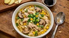 Ginger-garlic chicken noodle soup – a light, comforting bowl for busy nights